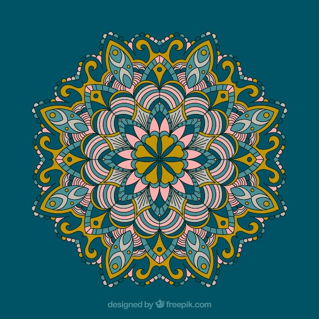 Vector gratuito mandala tradicional con estilo colorido