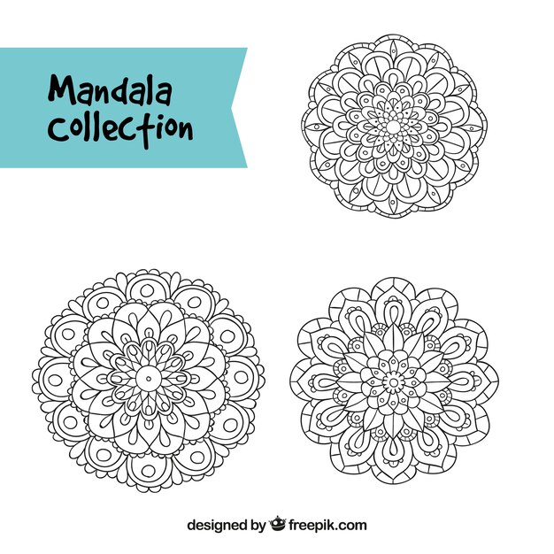 Mandalas decorativos dibujados a mano 