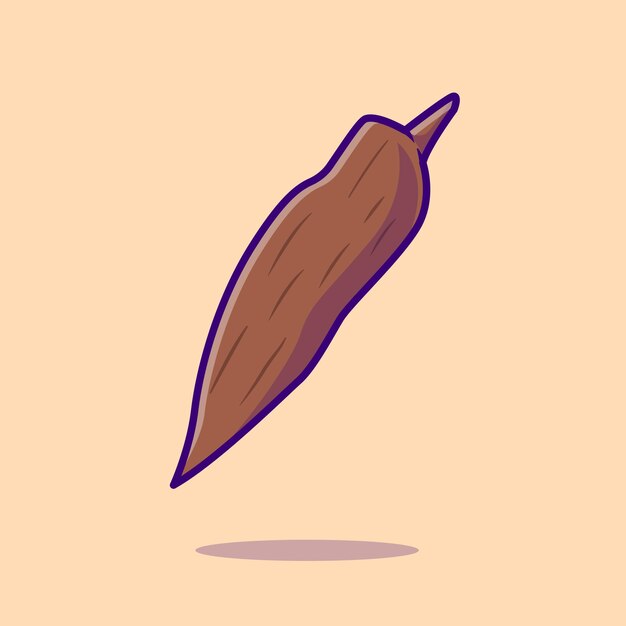 Mandioca Vegetal Dibujos Animados Vector Icono Ilustración Comida Naturaleza Icono Concepto Aislado Vector Premium