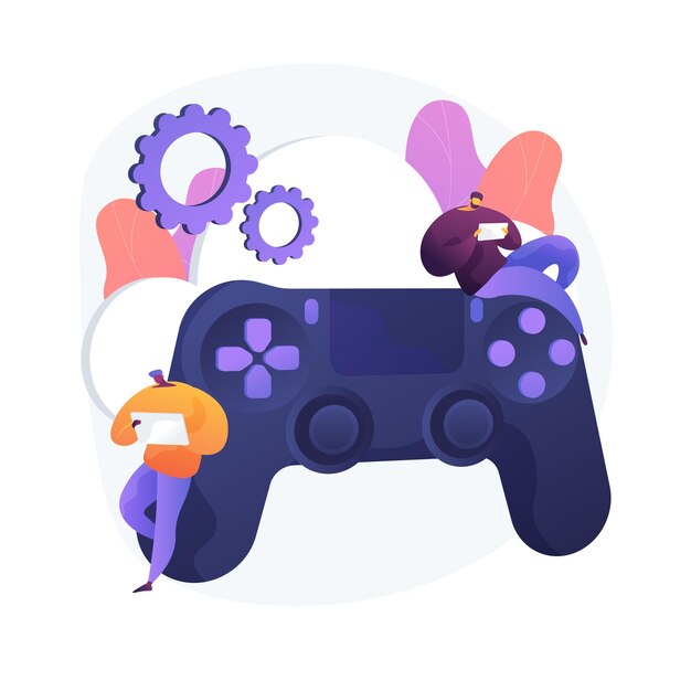 Mando de consola. Tecnología de alta tecnología. Servicio de juegos en vivo, controlador de videojuegos, joystick con botones. Joypad para jugadores. Dispositivo de entrada periférico. Ilustración de metáfora de concepto aislado de vector.
