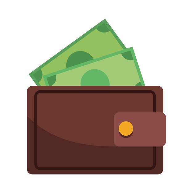 mano con billetera y dinero icono aislado