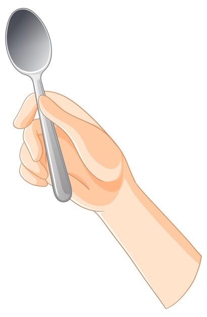 La mano con una cuchara de plata