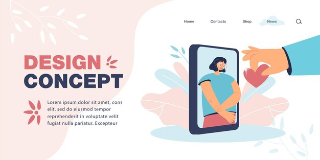 Mano dando corazón a niña triste en la pantalla del teléfono