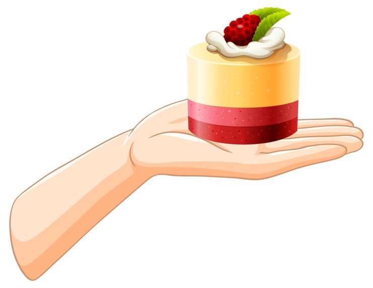 Vector gratuito con la mano un delicioso postre