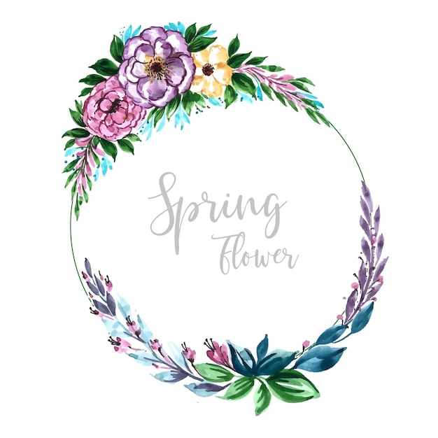 Mano dibujar diseño de acuarela de manojo de flores de primavera coloridas decorativas