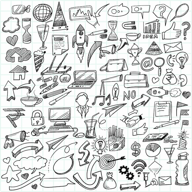 Mano dibujar diseño de boceto de garabatos de idea de negocio