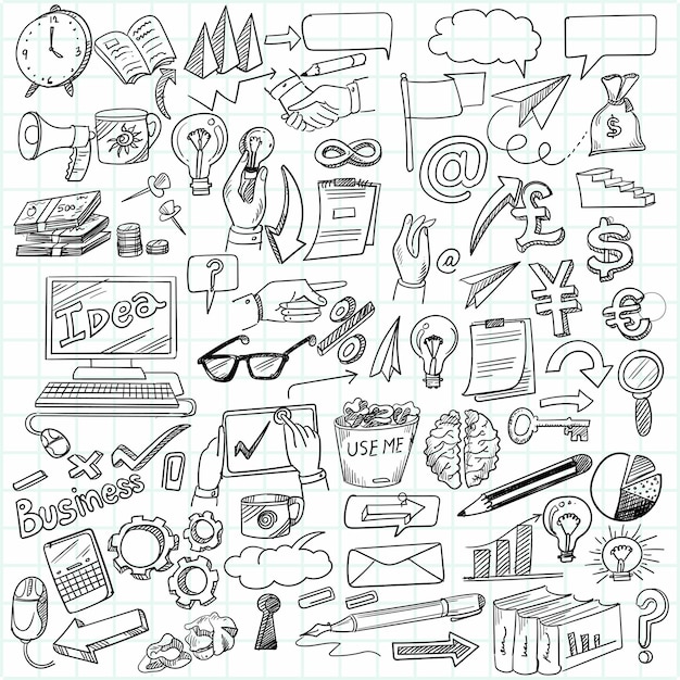 Mano dibujar diseño de boceto de garabatos de idea de negocio