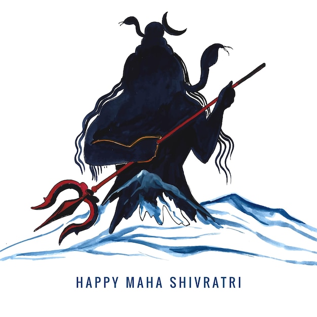 Mano dibujar señor shiva bendiciones maha shivratri fondo de tarjeta de vacaciones