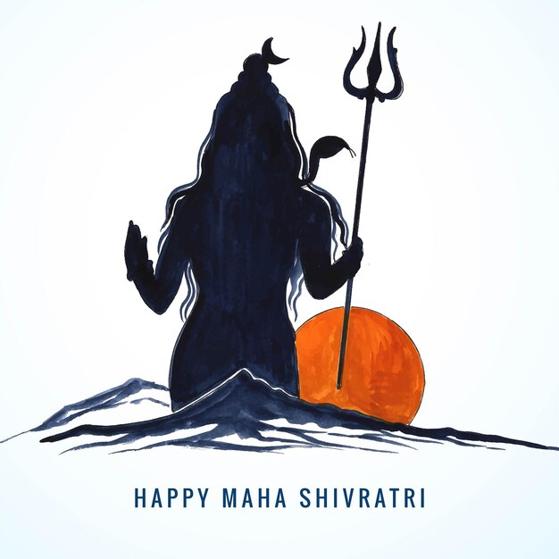 Mano dibujar señor shiva vacaciones maha shivratri tarjeta de fondo