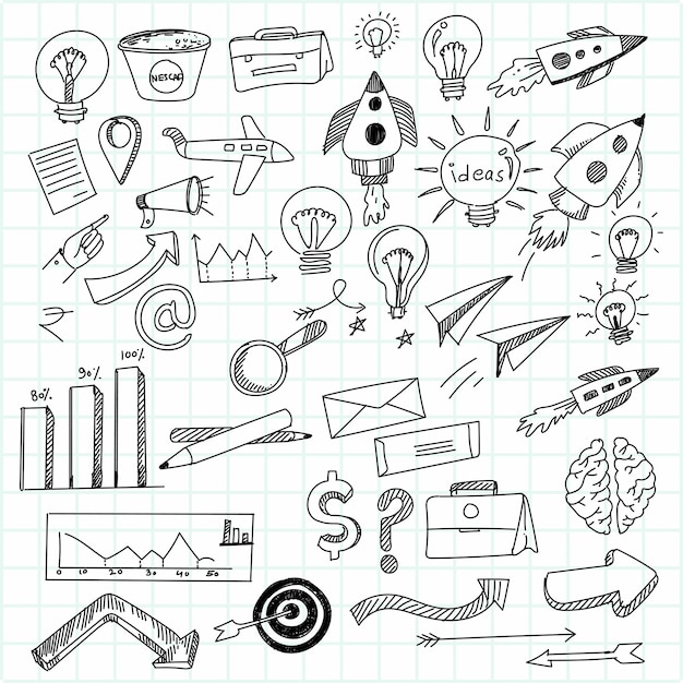 Mano dibujar tecnología dibujo icono doodle escenografía diseño