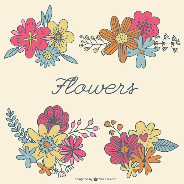 mano flores dibujado