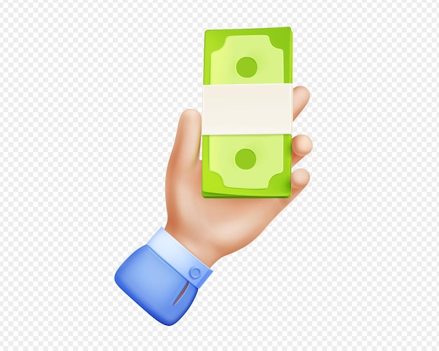 Mano de hombre de negocios con paquete de dinero png