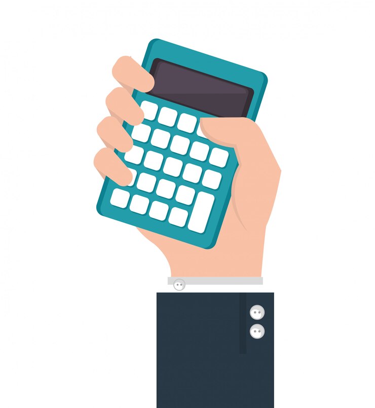 Vector gratuito mano humana con calculadora