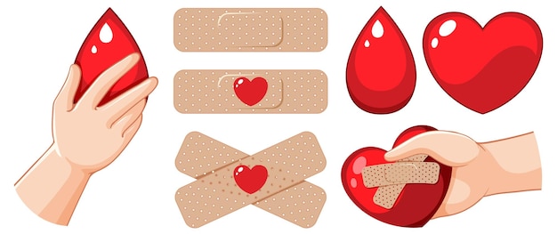 Vector gratuito mano humana con icono de sangre para donación