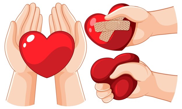 Mano humana con icono de sangre para donación