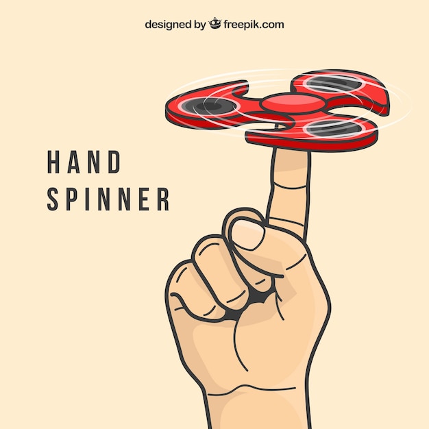 Vector gratuito mano jugando con un spinner rojo