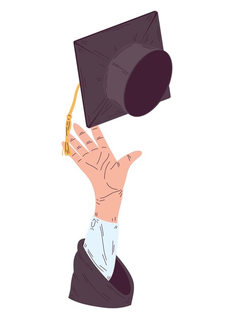 mano lanzando gorro de graduación