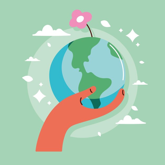 Mano levantando el planeta tierra