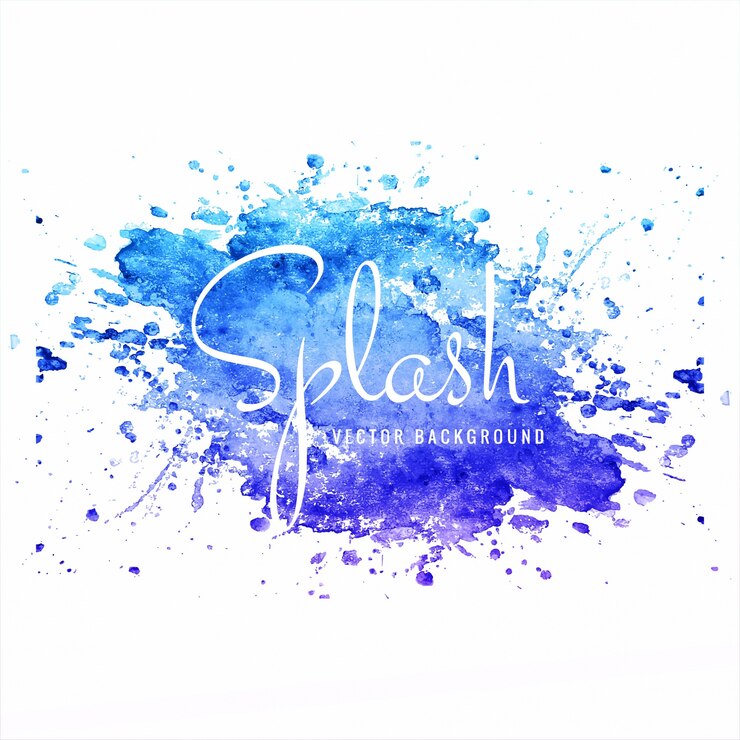Vector gratuito mano moderna dibujado vector de fondo azul salpicaduras de acuarela