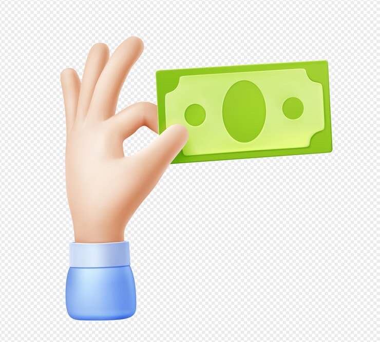 Vector gratuito mano con papel moneda billete de dólar