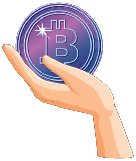 La mano que sostiene un símbolo de Bitcoin