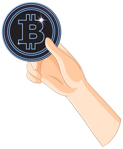 La mano que sostiene un símbolo de Bitcoin