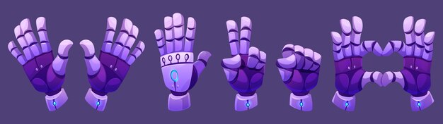 La mano del robot Android en diferentes gestos