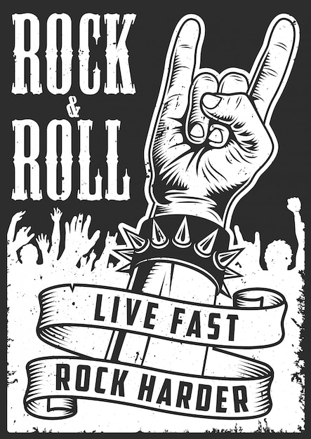 La mano en el signo de rock n roll