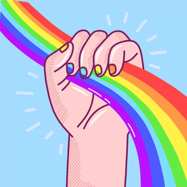 Mano sosteniendo el arcoiris
