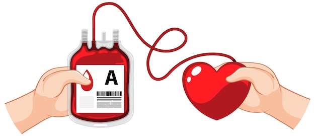 Vector gratuito una mano sosteniendo una bolsa de sangre donación tipo a
