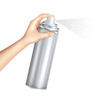 Vector gratuito mano sosteniendo lata de aerosol realista