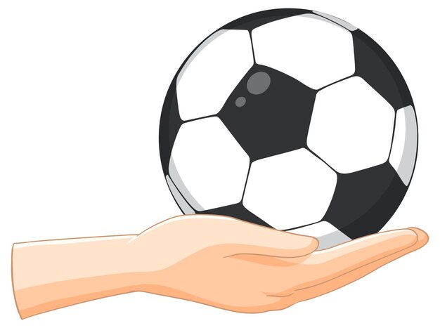 La mano sosteniendo una pelota de fútbol