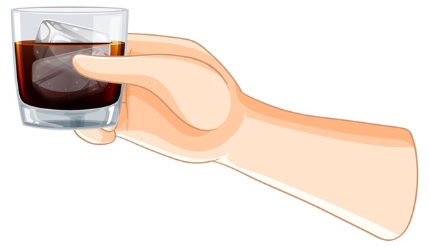 La mano sosteniendo un vaso de bebida