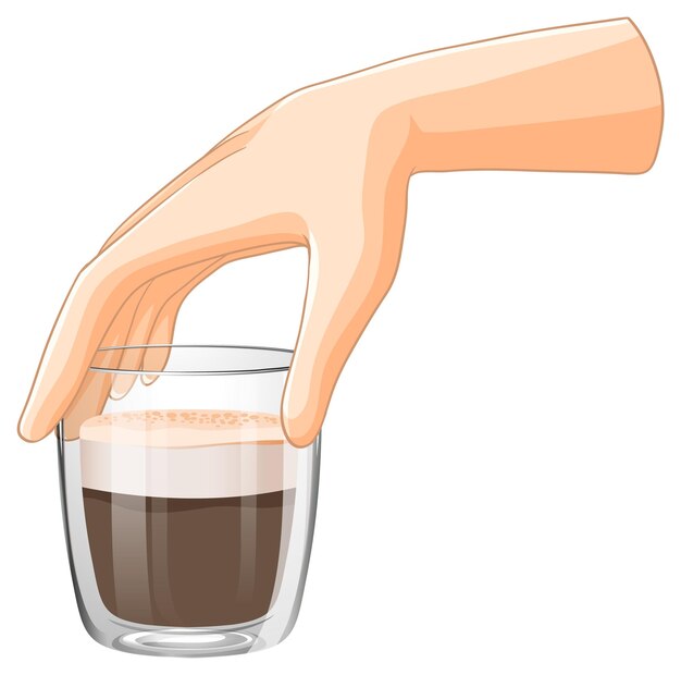 La mano sosteniendo un vaso de café