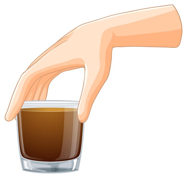 La mano sosteniendo un vaso de café