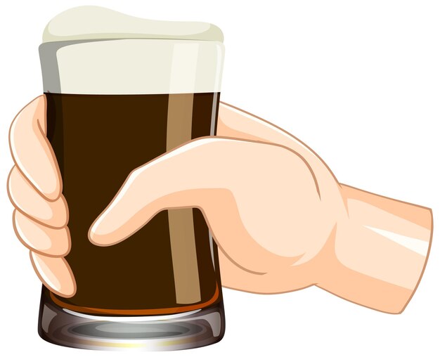 Mano sosteniendo vaso de cerveza 