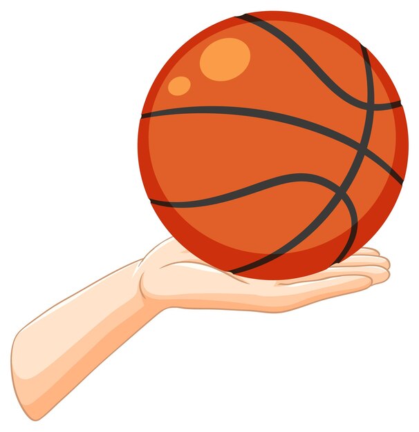 La mano sostiene una ilustración de baloncesto