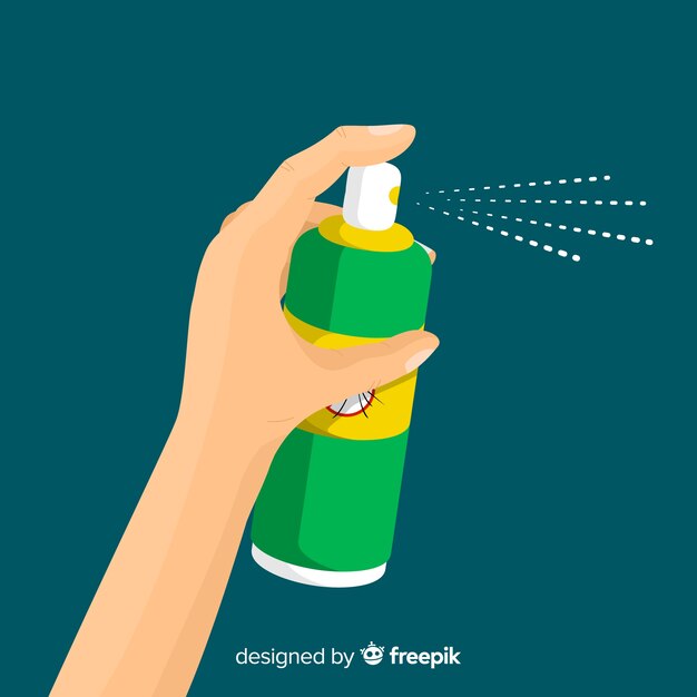 Mano con spray de mosquitos