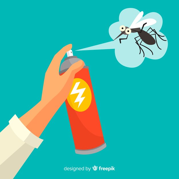 Mano con spray de mosquitos