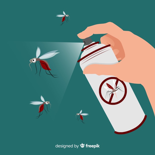 Mano con spray de mosquitos