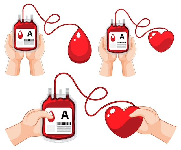 Mano sujetando una bolsa de sangre tipo A
