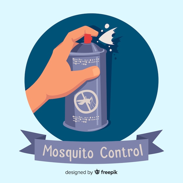 Vector gratuito mano sujetando spray de mosquitos en estilo flat