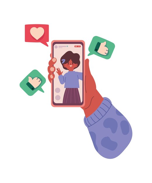 la mano con el teléfono en el icono de videollamada aislado