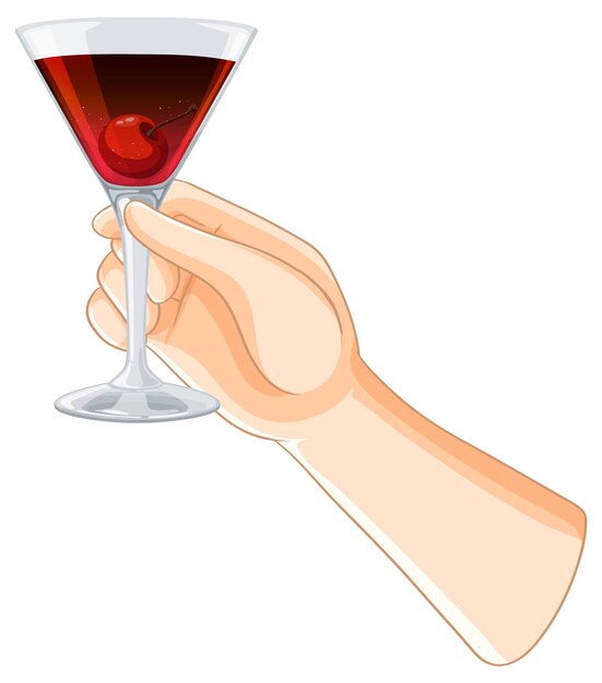 La mano con un vaso de cóctel