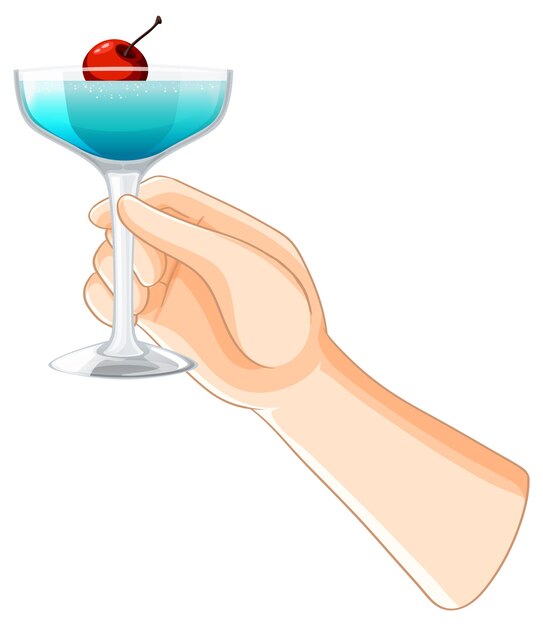 La mano con un vaso de cóctel
