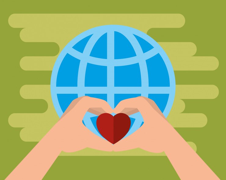 Vector gratuito manos con corazón para la donación de caridad