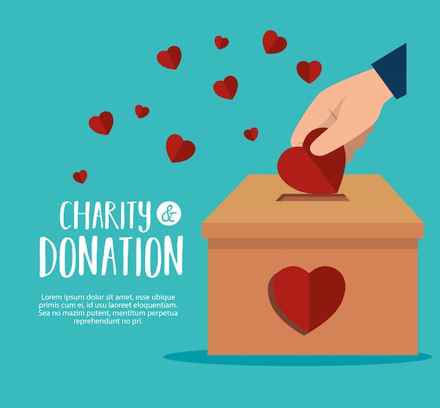 Manos con corazones para donaciones de caridad