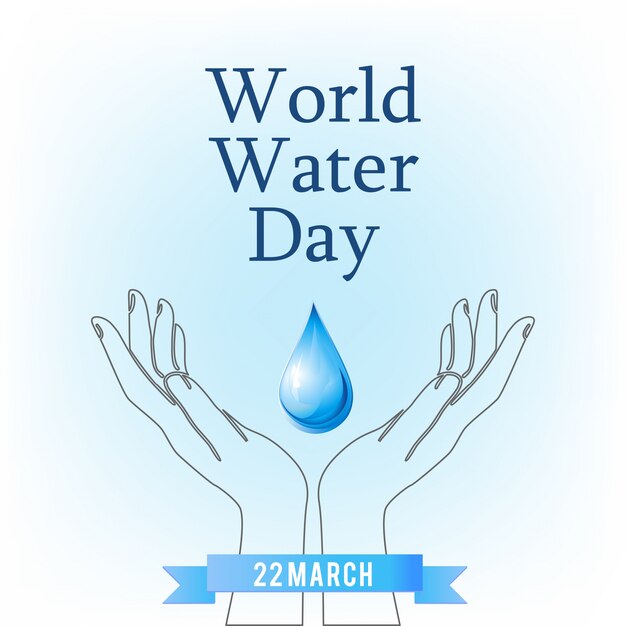 Manos con una gota, día mundial del agua