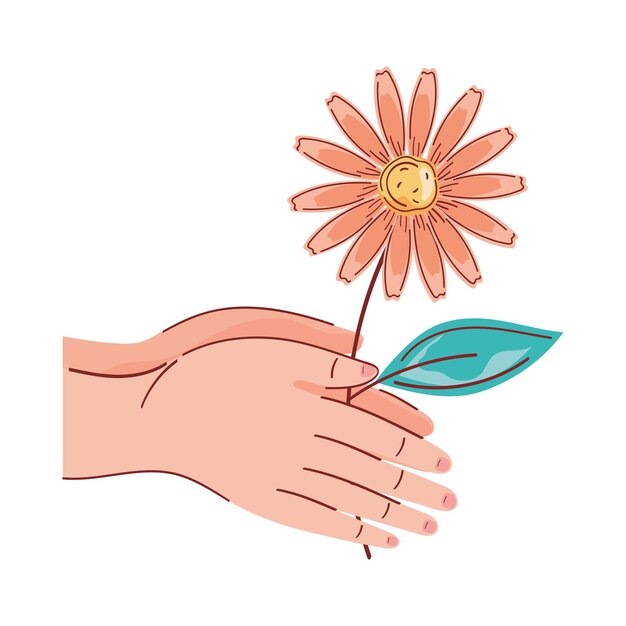 manos con jardín de flores