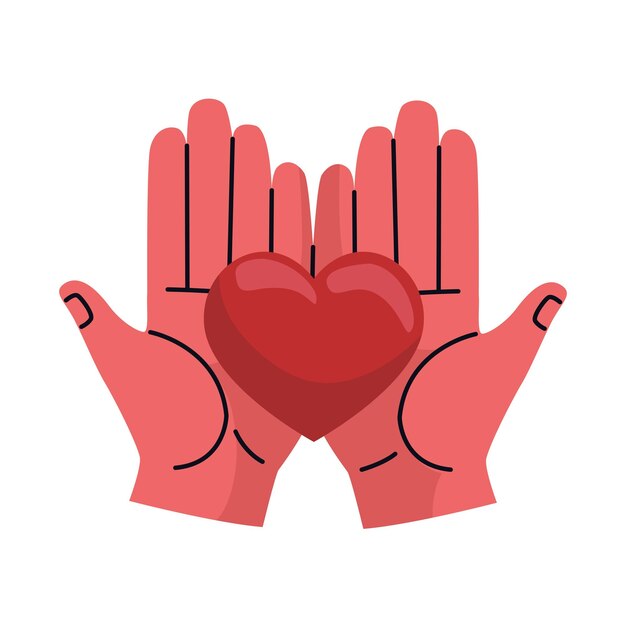 Manos levantando el corazón icono de amor